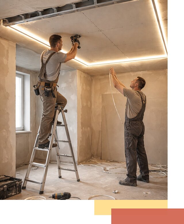 Потолок из гипсокартона с подсветкой в Иваново