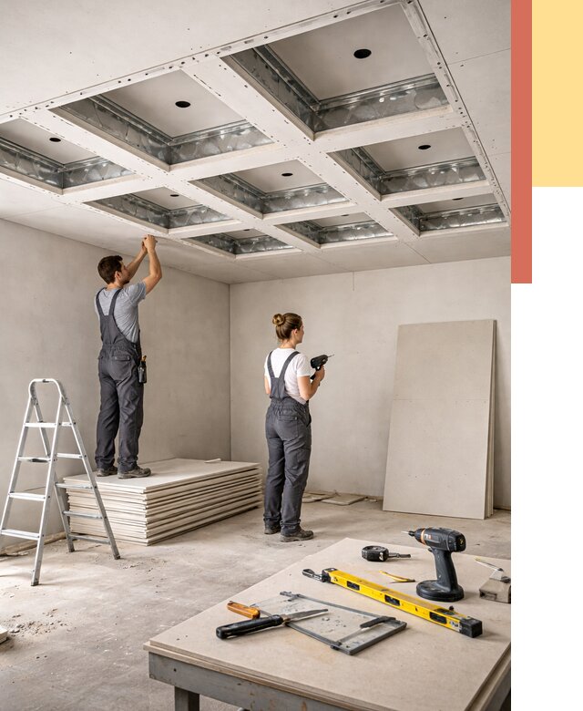 Кессонный потолок из гипсокартона в Иваново от 1911 руб. — монтаж и под ключ | ОТДЕЛОЧНИК-Внв