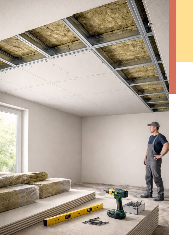 Звукоизоляция потолка ГКЛ в Иваново от 982 руб. — монтаж под ключ | ОТДЕЛОЧНИК-Внв